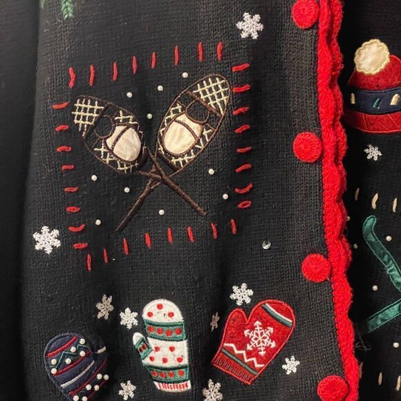 Vintage Basic Editions Holiday Festive Winter Ugly Christmas Sweater Cardigan XL - Picture 3 of 9
